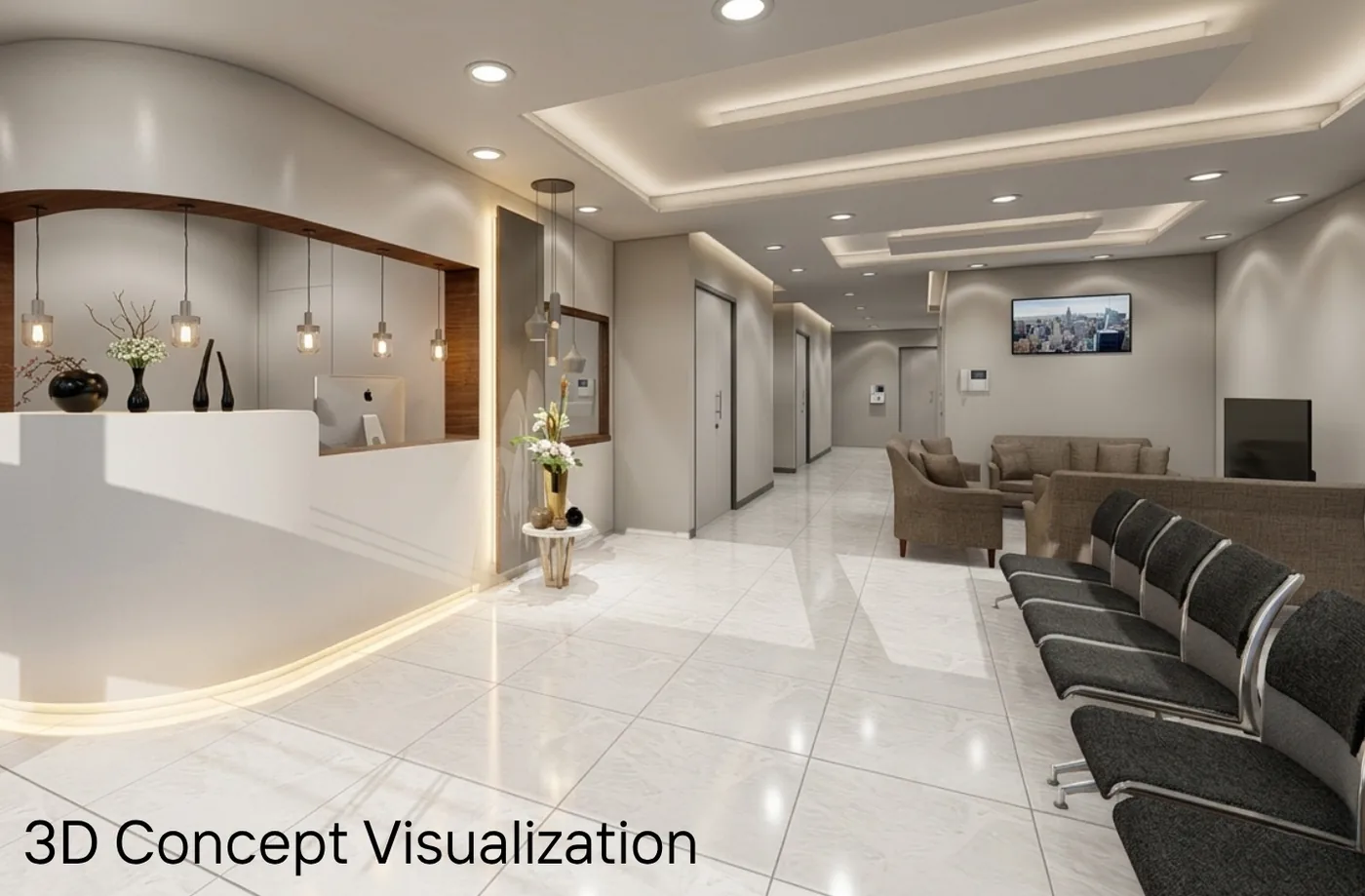 3D concept of the clinic reception